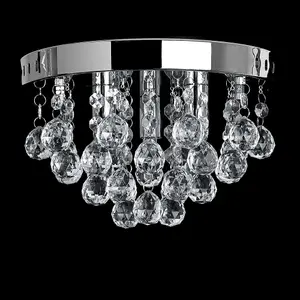 ValueLights Mitre Modern Polished Chrome & Clear Acrylic Droplet Flush Ceiling Light Fitting - Complete 3w G9 LED Bulbs 3000K