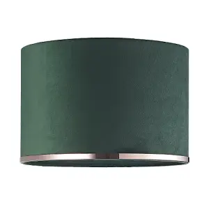 Contemporary Emerald Forest Green Soft Velvet 12 Lamp Shade with Copper Ring