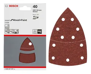 BOSCH Expert for Wood + Paint Sanding Sheets (Grit 40) (20/Pack) (For: Bosch PSM 100A, EasySander 18V-8 & UniversalSander 18V)