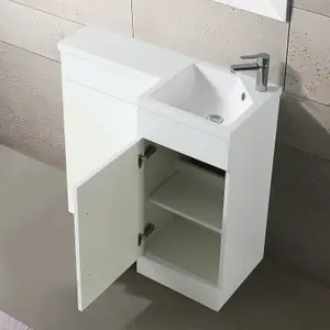 Nes Home Raven RH 900mm Vanity Basin Unit, WC Unit & Desone Back to Wall Toilet White