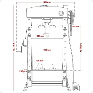 Sealey Air/Hydraulic Press 50 Tonne Floor Type with Foot Pedal YK509FAH