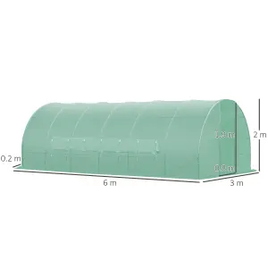 Outsunny 6 x 3M Reinforced Walk-in Polytunnel Garden Greenhouse Steel Frame