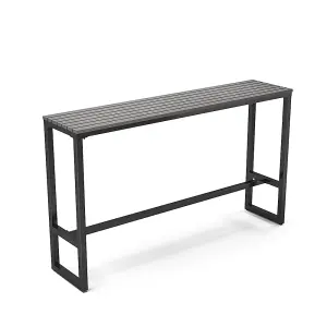 Grey Modern Rectangular Metal Frame WPC Garden Bistro High Bar Table with Bottom Beam L 180cm