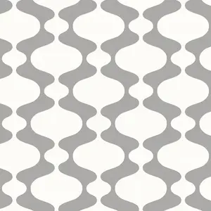 Grey Geometric Wallpaper Fine Decor Retro White Paste The Wall