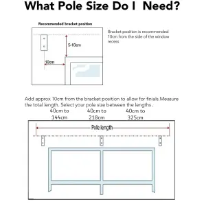 Metal Curtain Pole Set Extendable 40cm to  144 cm Satin Nickel Curtain Rail 25mm