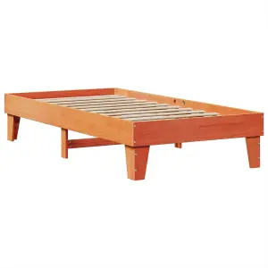 Berkfield Bed Frame without Mattress Wax Brown 100x200 cm Solid Wood Pine