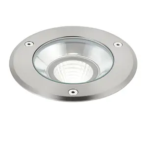 Luminosa Hoxton Outdoor Recessed Ground Light Cool White IP67 10.5W Matt Black Paint & Brushed Stainless Steel