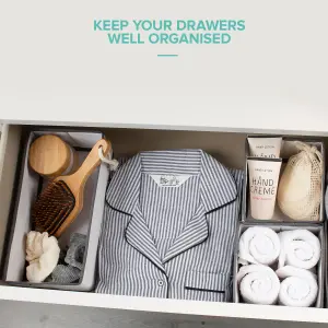 LIVIVO Set of 8 Canvas Fabric Storage Box Organiser - Suitable for Dressers, Drawers Collapsible Closet & Wardrobe