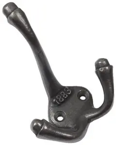 CAST IRON 1883 ANTIQUE TRIPLE COAT HOOK WITH A PAIR OF MATCHING WOODSCREWS (PACK OF 4)