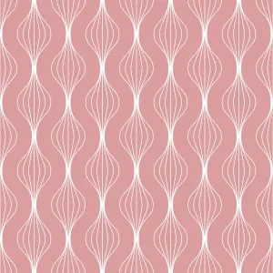 Bobbi Beck eco friendly Pink modern wavy line Wallpaper