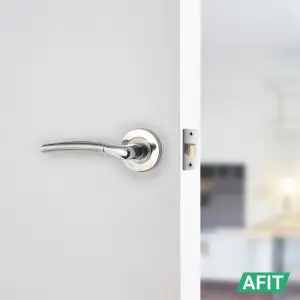 AFIT Internal Door Handle Polished Chrome Satin Nickel Duo Finish - 1 Pair Lever on Rose Round Boston Range