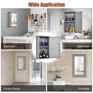 Costway Mirrored Bathroom Cabinet Wall Mount Storage Cabinet w/ Single Door