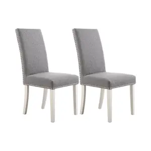 Richard Upholstered Dining Chair (Set of 2) Steel Grey Linen Effect / Black