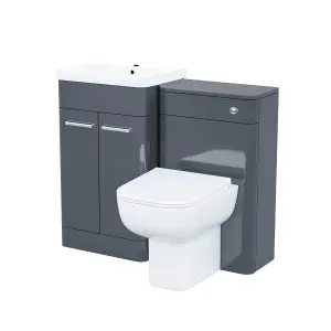 Nes Home Afern 500mm Vanity Basin Unit, WC Unit & Debra Back to Wall Toilet Anthracite