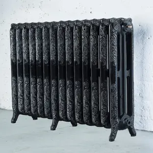 Arroll Montmartre Black & silver 3 Column Radiator, (W)1154mm x (H)760mm