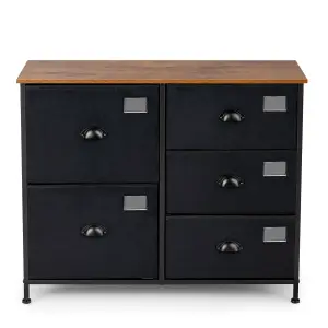 Costway 5 Drawers Dresser Organizer Fabric Storage Chest of Drawers w/ Folding Drawers