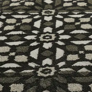 Charcoal Outdoor Rug, Geometric Stain-Resistant Rug For Patio Decks Garden, 6.3mm Modern Outdoor Area Rug-200cm X 285cm