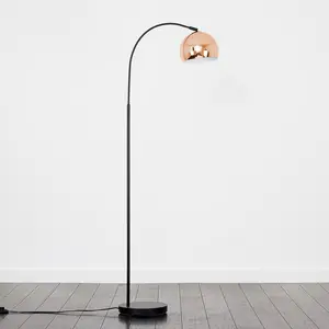 Derosier 152cm Arched Floor Lamp Black / Black