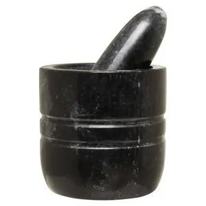 Maison by Premier Salerno Black Marble Textured Mortar And Pestle