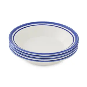 Potter's Stripe Set Of 4 Soup Plates (Set of 4) Blue