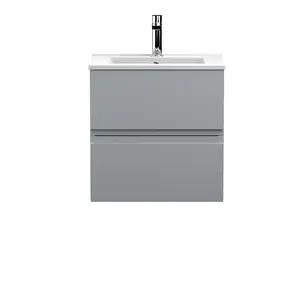 Urban 505mm Wall Hung Single Vanity Unit Satin Grey