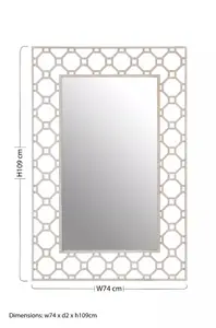 Interiors by Premier Contemporary Design Arabesque Wall Mirror, Reflective Rectangular Frame New Mirrors, Metallic Accent Mirror