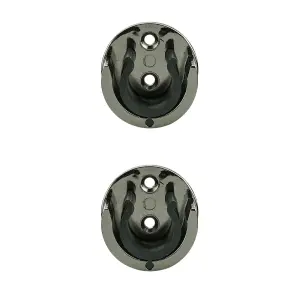 GoodHome Kimlos Black Nickel effect Metal Recess Curtain pole bracket (Dia)28mm, Set of 2