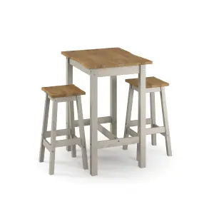 Corona Grey Chunky Live Edge Small 800mm Rectangular High Breakfast Bar Table & 2 Bar Stool SET