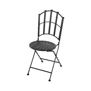 Set of 2 Black Folding Faux Rattan Garden Chairs 93 cm