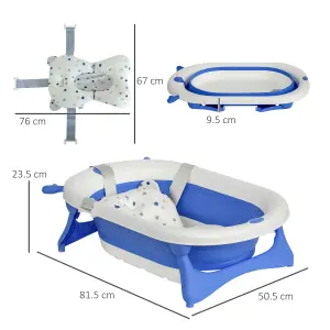 HOMCOM Foldable Baby Bath Tub Ergonomic with Temperature-Induced Plug