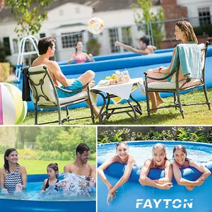 Fayton,  8ft Large Family Paddling Pool, Swimming Pool for Garden Outdoor Summer Inflatable Kids - Blue