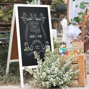 Costway Double-Sided Chalkboard Foldable Advertising Board w/ Magnetic Chalkboard Eraser for Home Cafe Restaurant Flower Shop