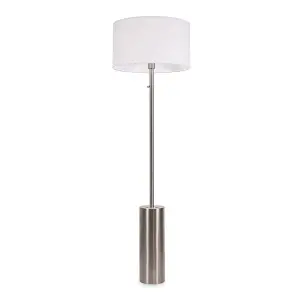 ValueLights Lexy Brushed Chrome Rotary Dimmer Switch Floor Lamp with White Drum Shade