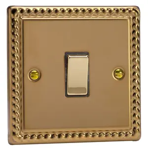 Varilight 1-Gang 20A Double Pole Rocker Switch Georgian Brass