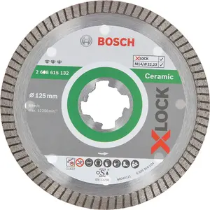 Bosch Professional X-LOCK Ceramic Extra Clean Turbo Diamond Cutting Disc - 125x22.23x1.4x7 mm - Best for Ceramic