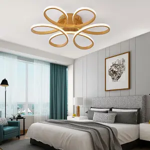 Gold Modern 1 Light Curved Shape Acrylic Flush Mount Integrated LED Ceiling Light Fixture Cool White 74cm