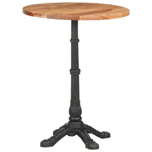 Gottschalk Round Solid Wood Top Metal Base Dining Table Brown