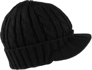 Jaxon & James Cable Knit Peaked Beanie Hat - Black