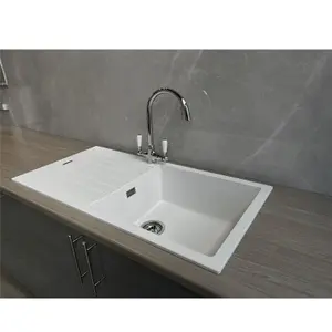 Liquida LG100WH 1.0 Bowl Granite Reversible Inset White Kitchen Sink With Waste