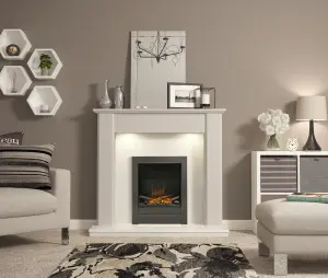 Be Modern Ekon 2kW Black Nickel effect Electric Fire (H)565mm (W)410mm (D)140mm