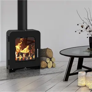 Modern Metallic Black 5kw DEFRA Wood Burning Stove