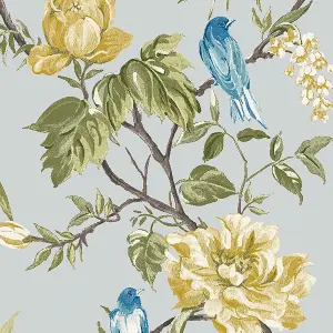 Next Birds & blooms Grey Floral Smooth Wallpaper