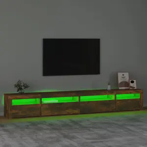 Berkfield TV Cabinet with LED Lights Smoked Oak 270x35x40 cm