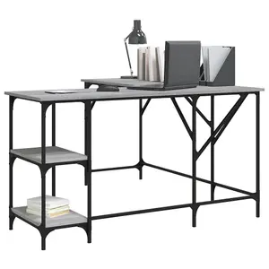 Berkfield Desk Grey Sonoma 139x139x75 cm Engineered Wood