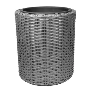 Verve IRAKLIA Grey Rattan effect Polyethylene (PE) Plant pot (Dia) 35cm, (H)40cm, 12L