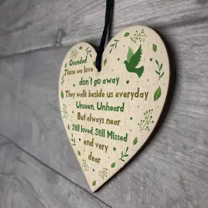 Grandad Christmas Memorial Decoration Wooden Heart Memorial Plaque Gift For Grandad