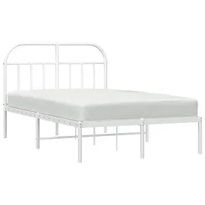 Berkfield Metal Bed Frame with Headboard White 120x200 cm