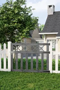 Weather-Resistant Wooden Garden Gate with Cross Top Detail 120cm W x 90cm H