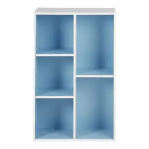 Kaidence 5-Cube Reversible Open Shelf Bookcase White/Light Blue