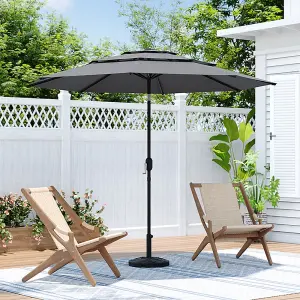 3-Tier Umbrella with Patio Umbrella Concrete Round Base No Wheels